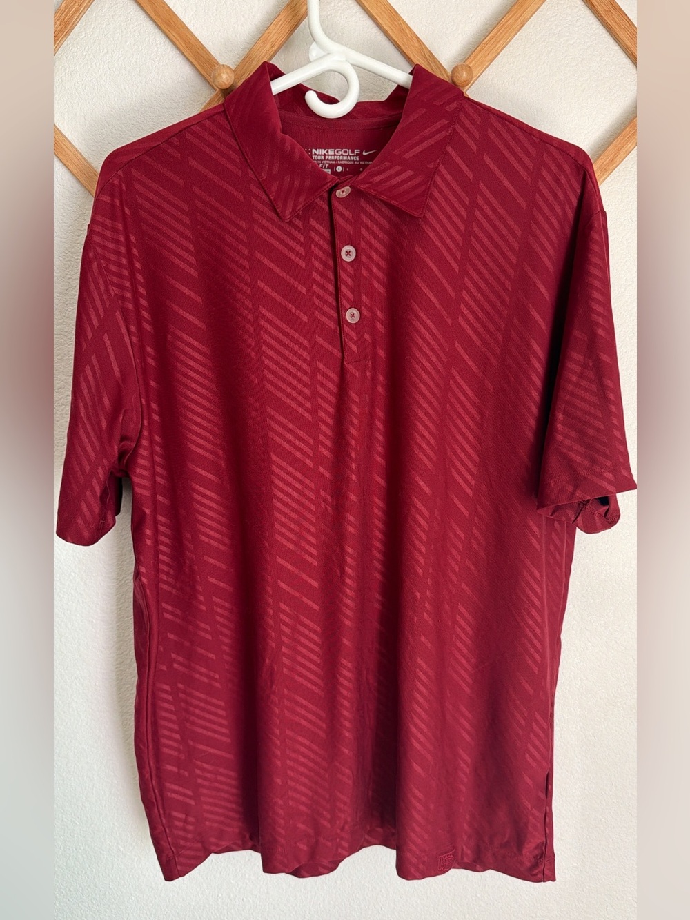 Nike Golf Men's Red Dri-Fit Tour Performance Polo - Size Large
